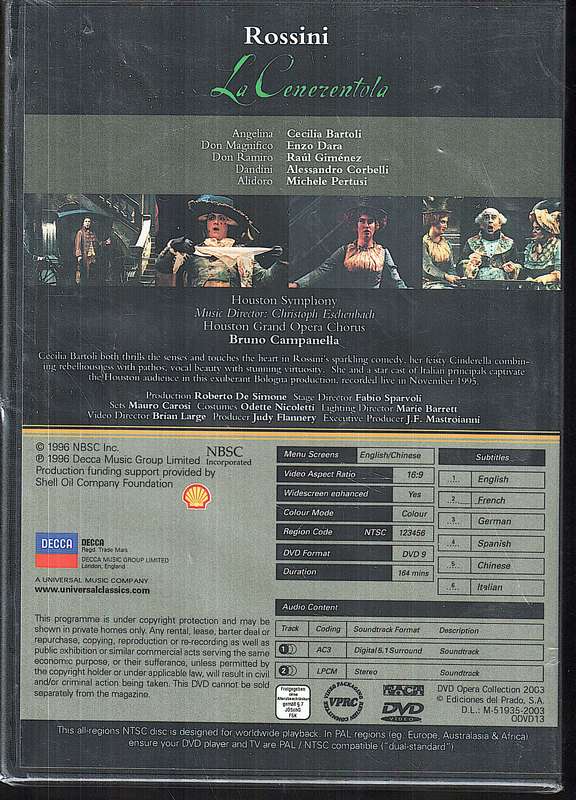Rossini: La Cenerentola - Cecilia Bartoli, Enzo Dara, Houston Grand Opera, Bruno Campanella DVD