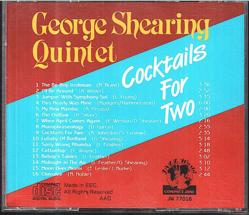 George Shearing Quintet - Cocktails for Two CD