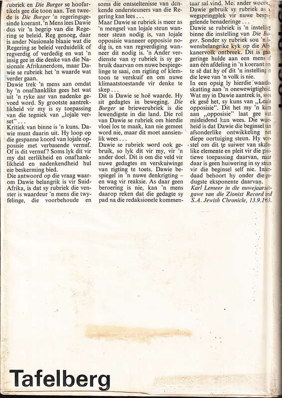 Dawie 1946-1964: 'n Bloemlesing Uit die Geskrifte van Die Burger se Politieke Kommentator