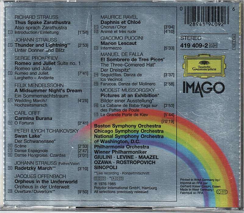 Orchestral Fireworks - Boston SO, Chicago SO, NSO, Philharmonia Orchestra, Wiener Philharmoniker CD