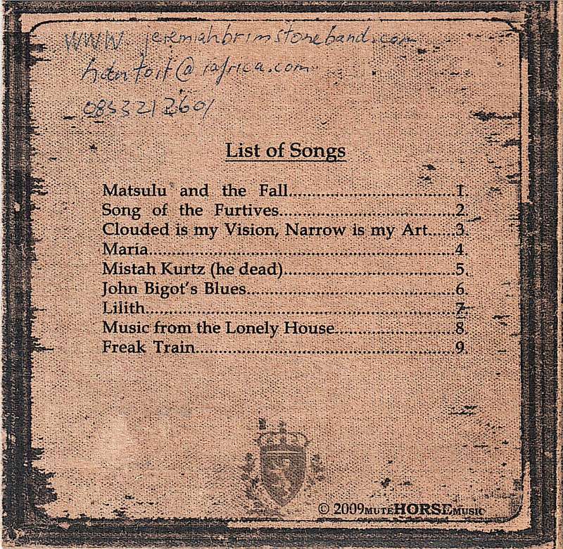 Jeremiah Brimstone Band - From The Wrong Side Of The River CD