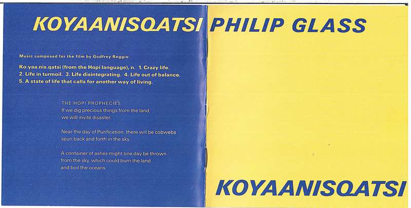 Philip Glass - Koyaanisqatsi (Music composed for the film by Godfrey Reggio) CD