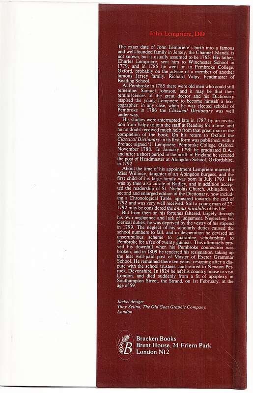 Lempriere's Classical Dictionary - J Lampriere