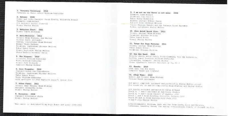 Philip Miller - Music For Those Who Should Know Better CD [Music for William Kentridge 2001-2011]