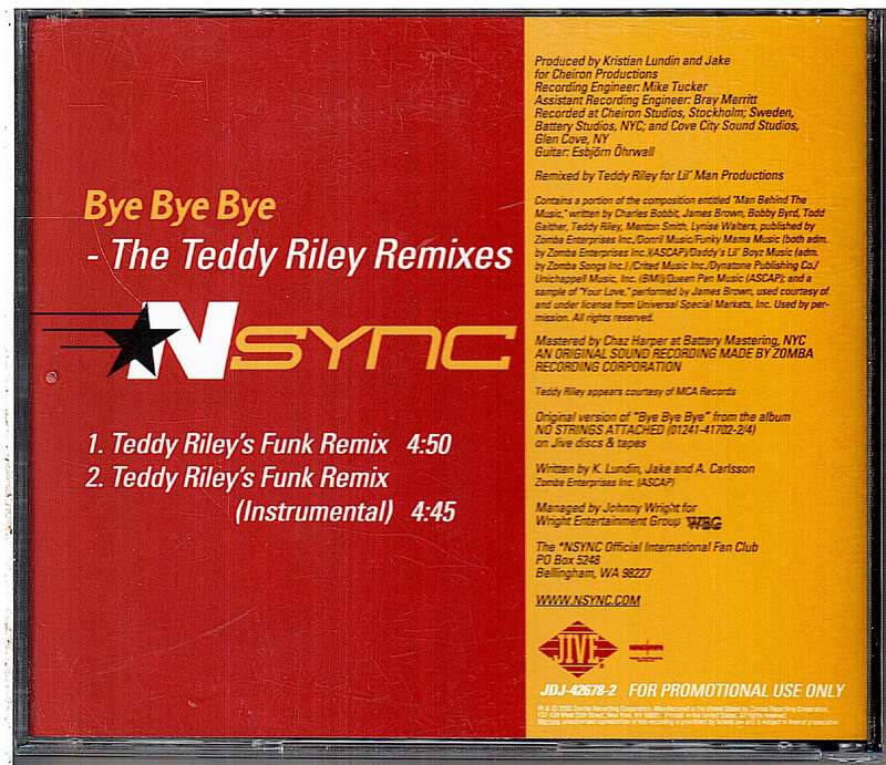 NSYNC  Bye Bye Bye (The Teddy Riley Remixes) CD Single [PROMO] [US IMPORT]
