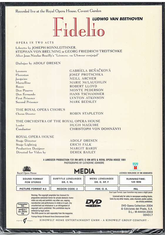 Beethoven: Fidelio - Gabriela Benackova, Josef Protschka, Royal Opera, Christoph von Dohnanyi DVD