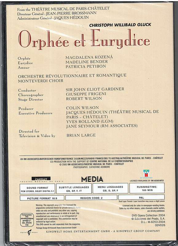 Gluck: Orphee et Eurydice - Magdalena Kozena, Madeline Bender, Monteverdi Choir, John Eliot GardiDVD