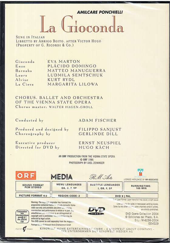 Ponchielli: La Gioconda - Placido Domingo, Eva Marton, Vienna State Opera, Adam Fischer DVD