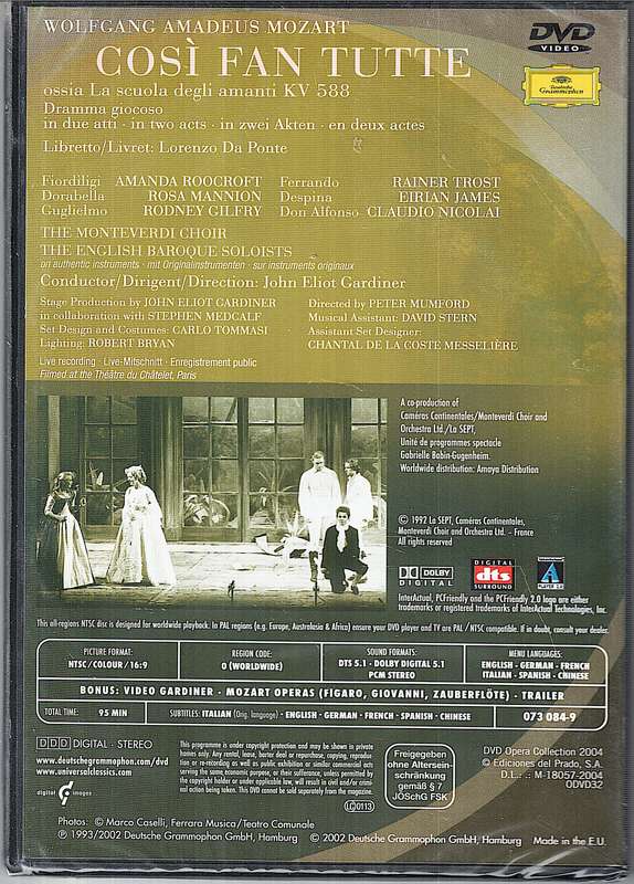 Mozart: Cosi Fan Tutti - Amanda Roocroft,Rosa Mannion, Monteverdi Choir, John Eliot Gardiner Pt2 DVD