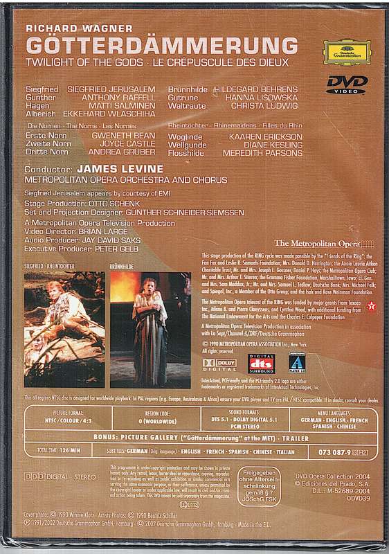 Wagner: Gotterdammerung - Hildegard Behrens,Siegfried Jerusalem,Metropolitan Opera,James Lev Pt2 DVD