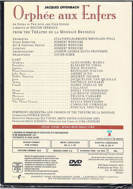 Offenbach: Orphee aux Enfers - Alexandra Badea, Elizabeth Vidal, Theatre de la Monnaie, Patrick  DVD