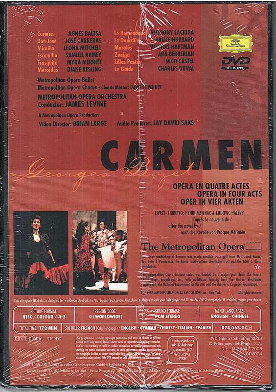 Bizet: Carmen -  Agnes Baltsa, José Carreras, Metropolitan Opera, James Levine DVD