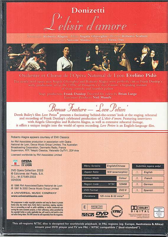 Donizetti: L'elisir d'amore - Roberto Alagna, Angela Gheorghiu, Lyon Opera, Evelino Pido DVD