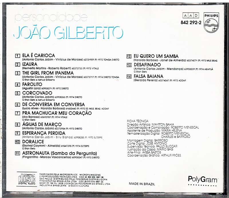 João Gilberto - Personalidade (The Best Of Brazil series) CD