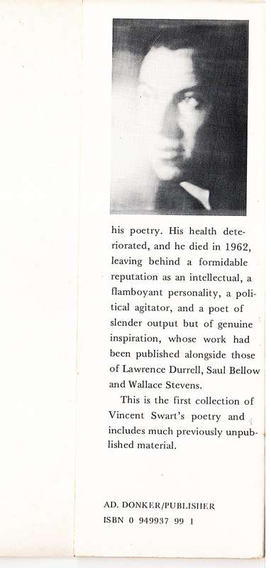 Vincent Swart: Collected Poems [Edited by Marcia Leveson]
