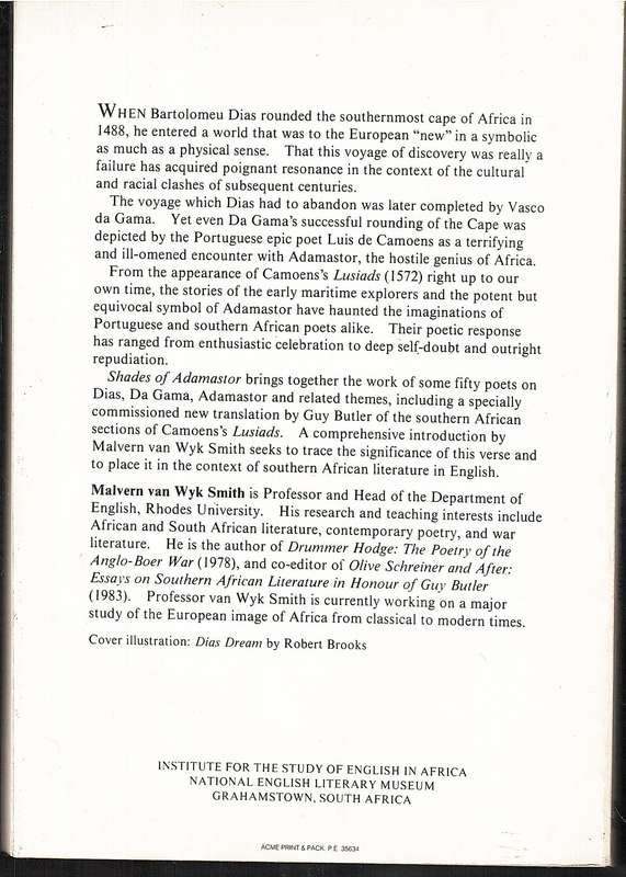 Shades of Adamastor: Africa and the Portuguese Connection - An Anthology of Poetry - M van Wyk Smith