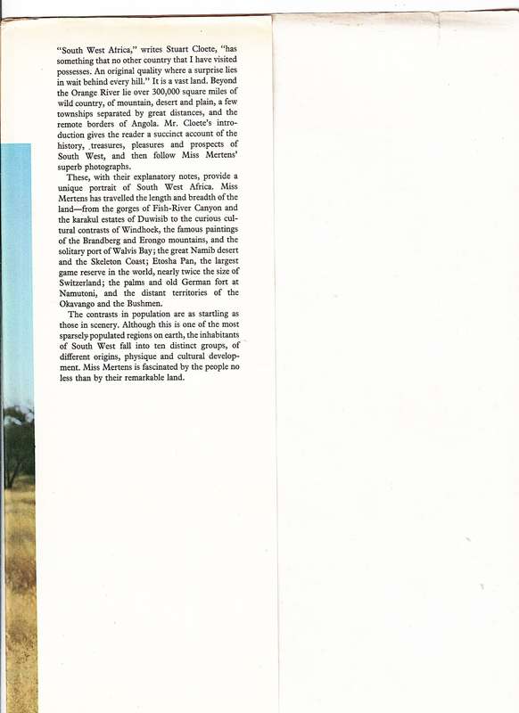 South West Africa - Alice Mertens (Introduction by Stuart Cloete)