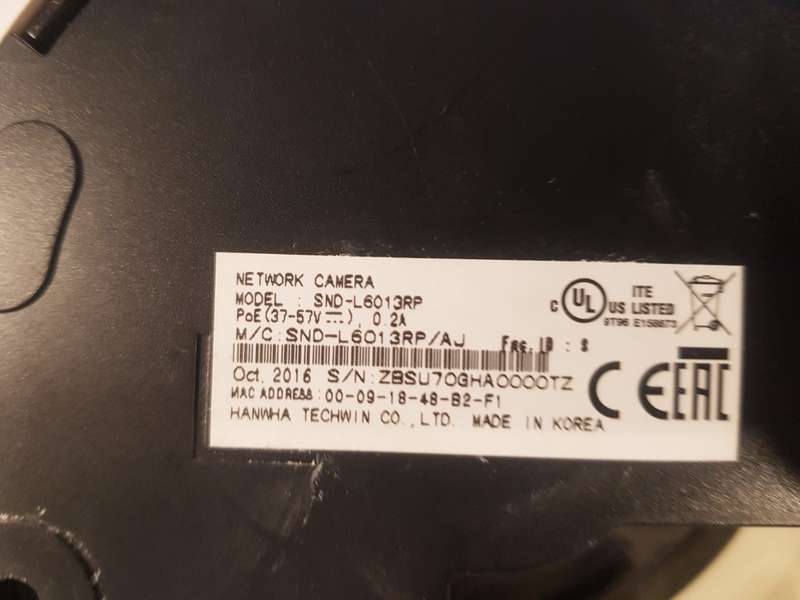Samsung Dome IP Camera Model SND-L6013RP