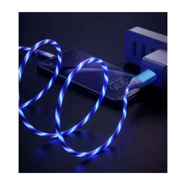 3 Pack USB to Type C cable with flowing luminous LED