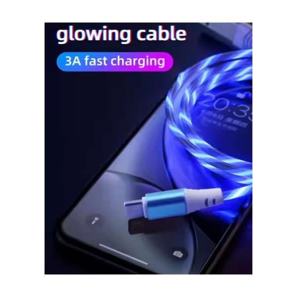 3 Pack USB to Type C cable with flowing luminous LED