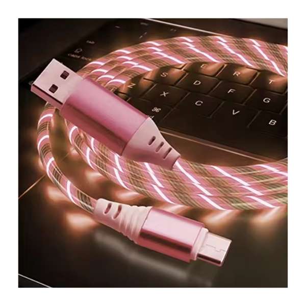 3 Pack USB to Type C cable with flowing luminous LED