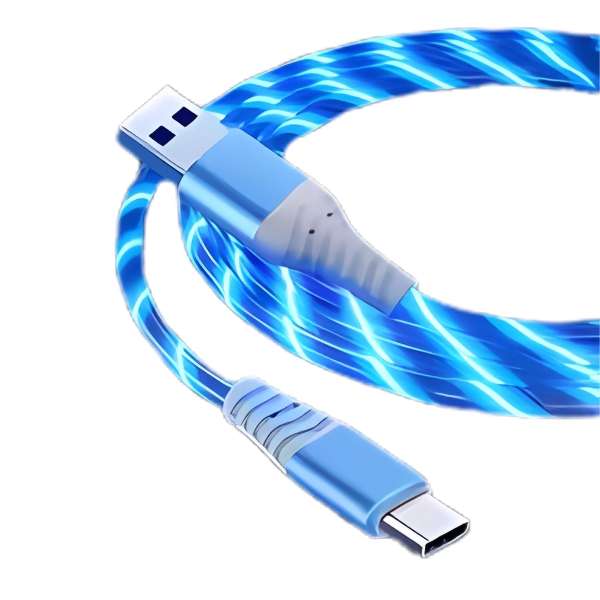 3 Pack USB to Type C cable with flowing luminous LED