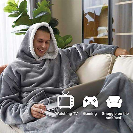 Extra Long Hoodie Blanket Sweatshirt  Super Warm & Oversized for Men and Women