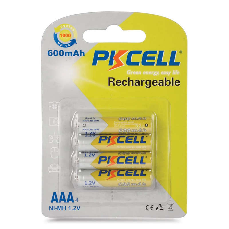 PKCELL Four-pack AAA Rechargeable Batteries