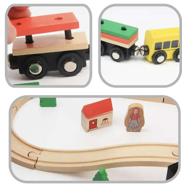 39 piece wooden train set