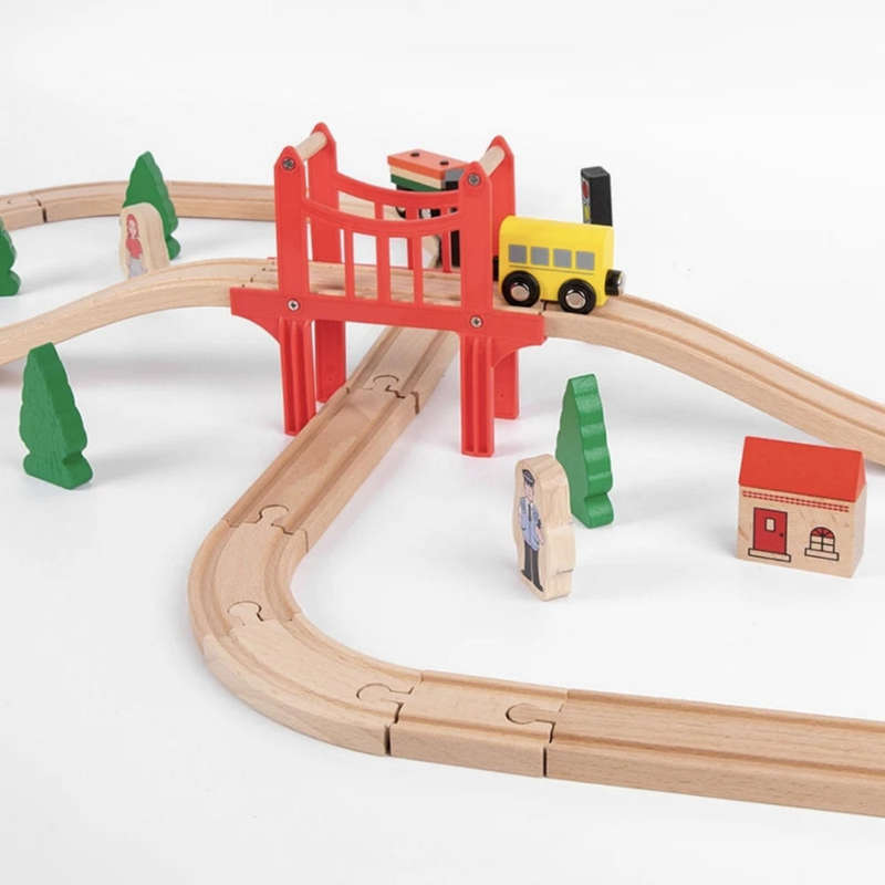 39 piece wooden train set