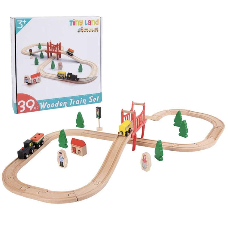 39 piece wooden train set