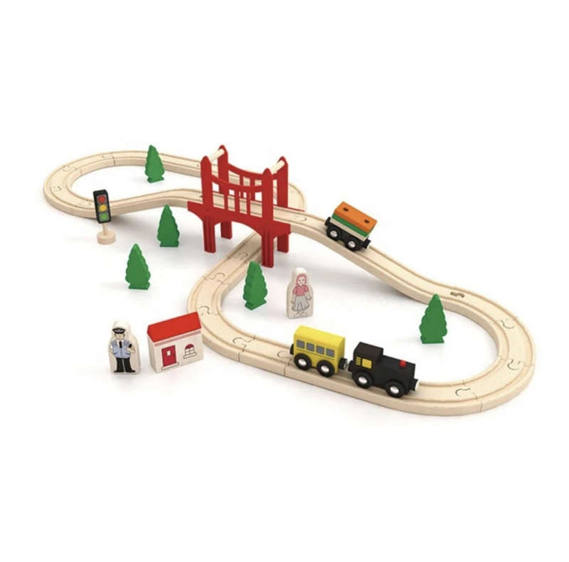 39 piece wooden train set