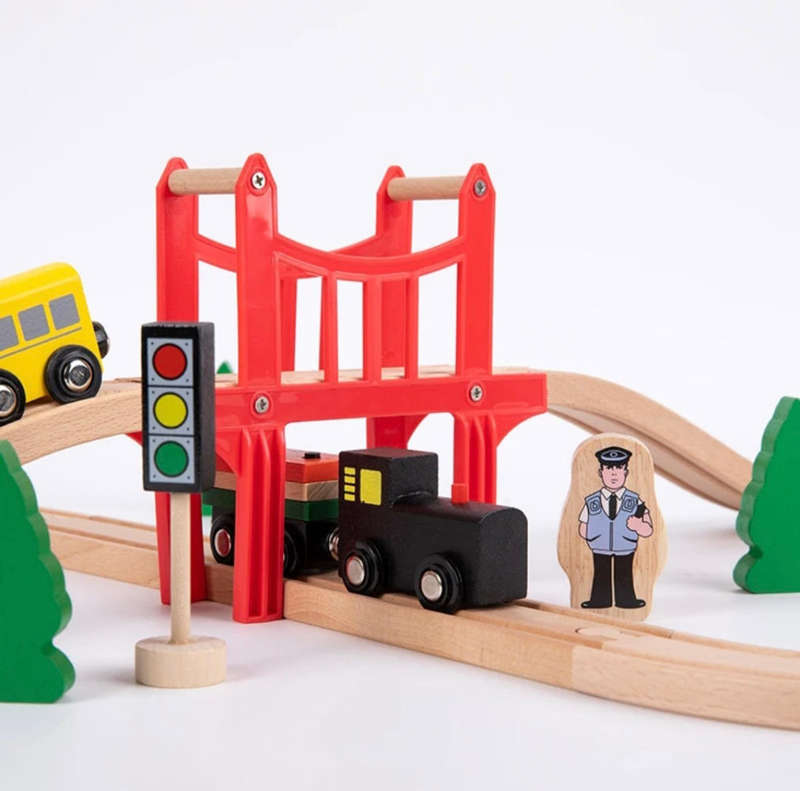39 piece wooden train set