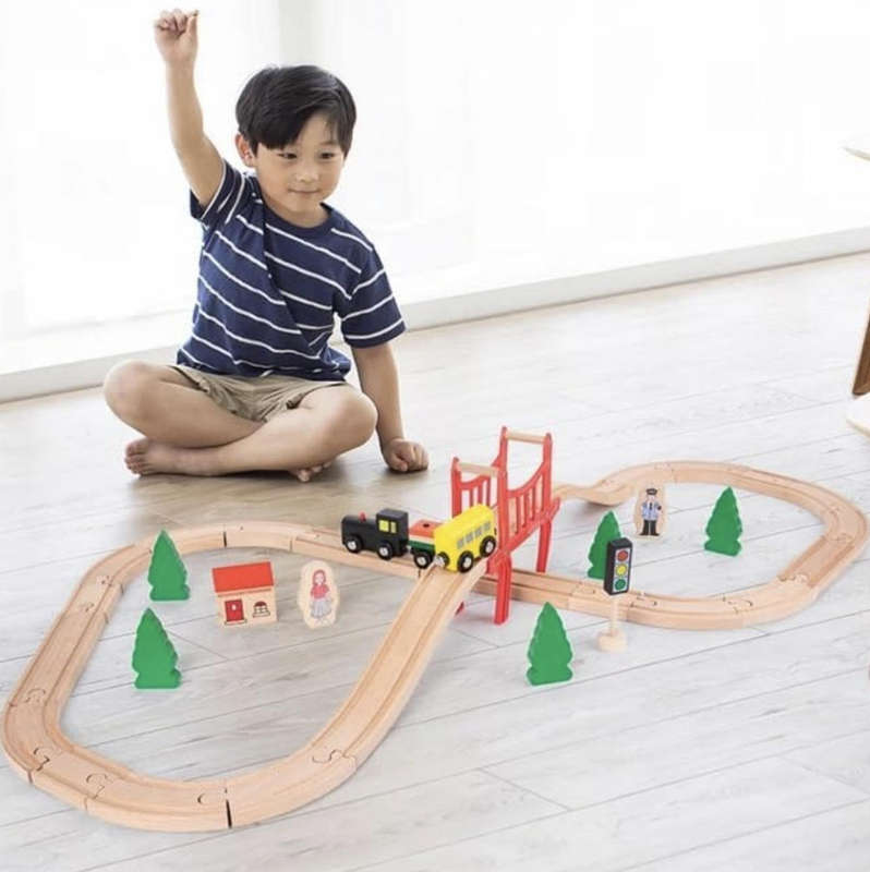 39 piece wooden train set