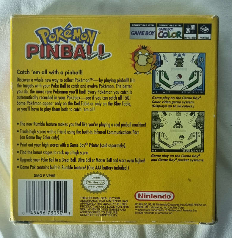 Pokémon Pinball Gameboy Color Game Cartridge