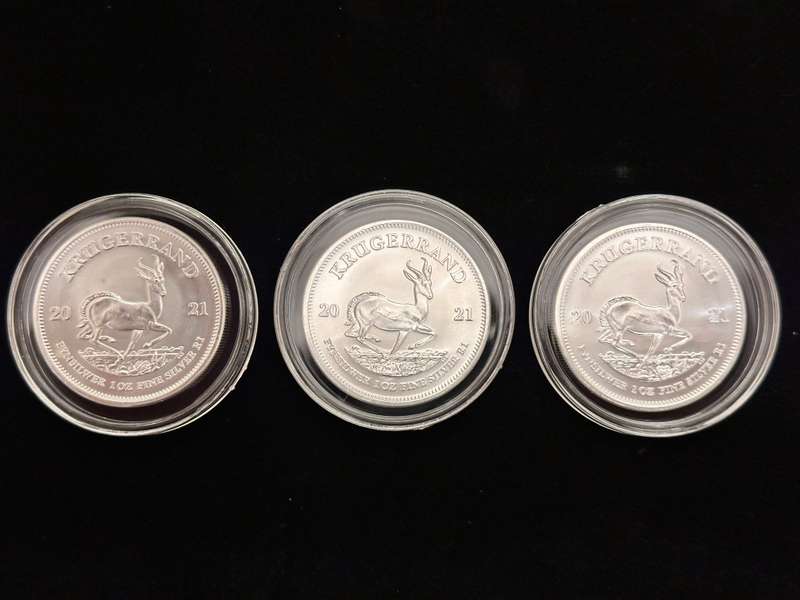 3x 2021 Silver KRUGERRANDS in Capsule - Bid per coin