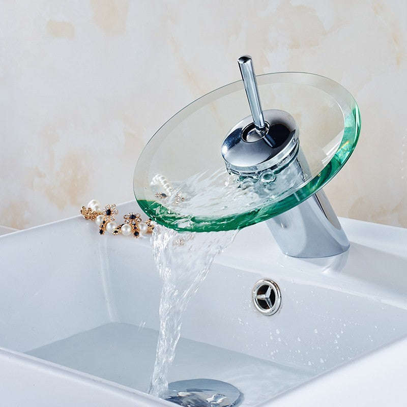 Designer Glass Waterfall Basin Mixer