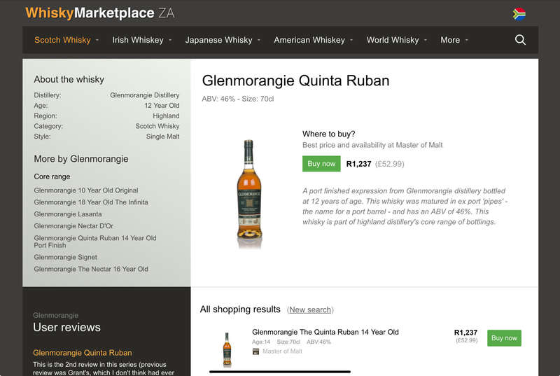 Glenmorangie Quinta Ruban 14 Year - Old Bottling Whisky in Original Box