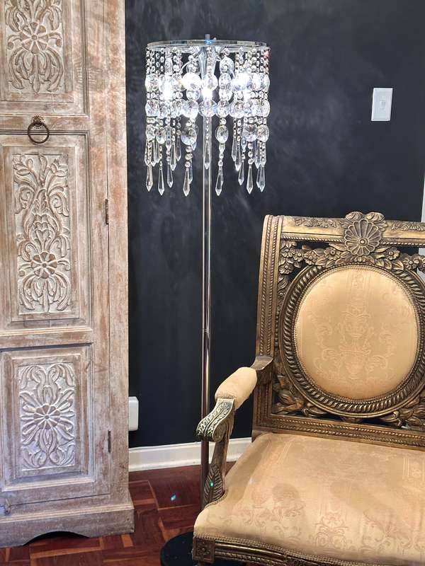 Opulent CRYSTAL Statement Floor standing Lamp With Marble Base