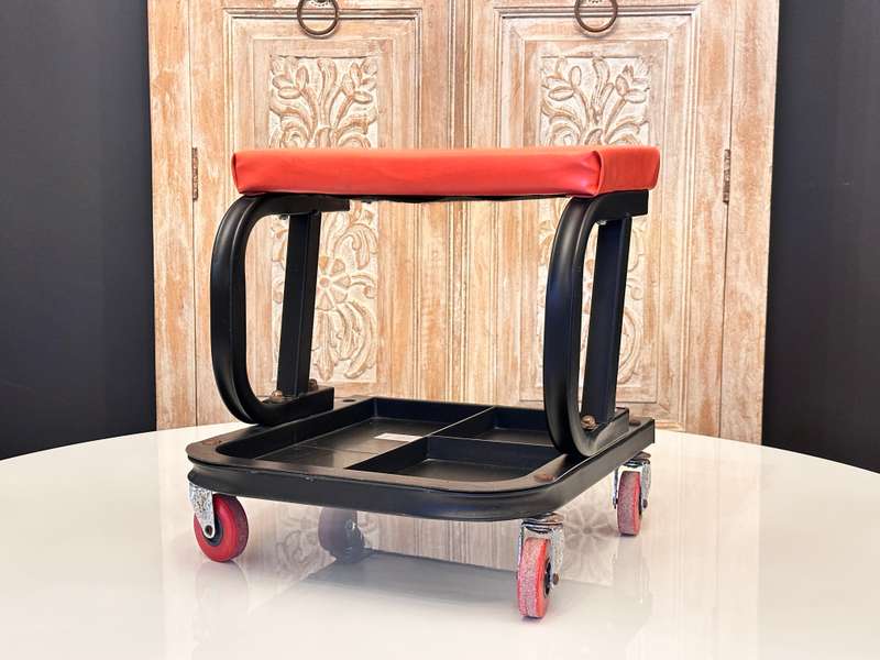 Multipurpose Garage Chair with Rotatable Wheels & Tool Tray