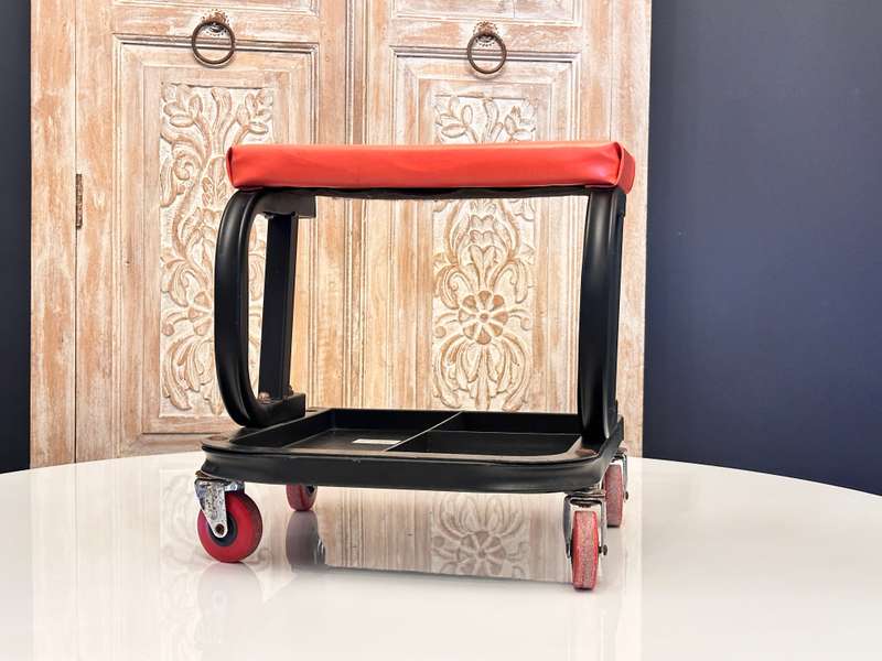 Multipurpose Garage Chair with Rotatable Wheels & Tool Tray