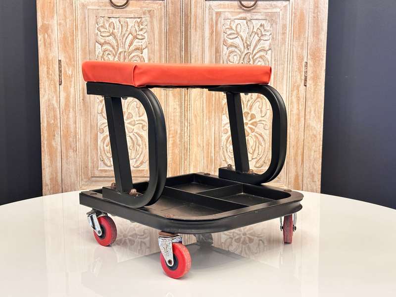 Multipurpose Garage Chair with Rotatable Wheels & Tool Tray