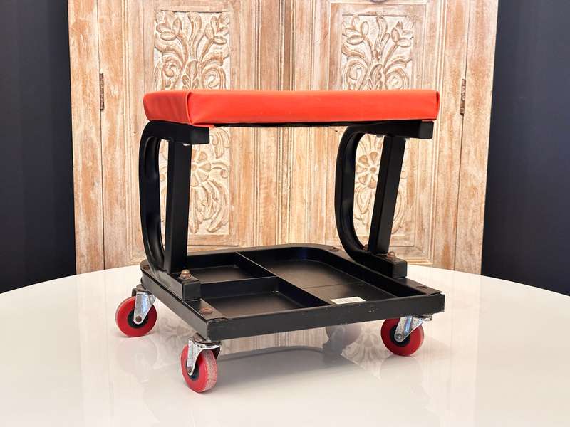 Multipurpose Garage Chair with Rotatable Wheels & Tool Tray