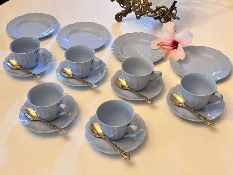 Elegant 1940 J&G Meakin Glamour Celeste Tea Trio - Set of 6