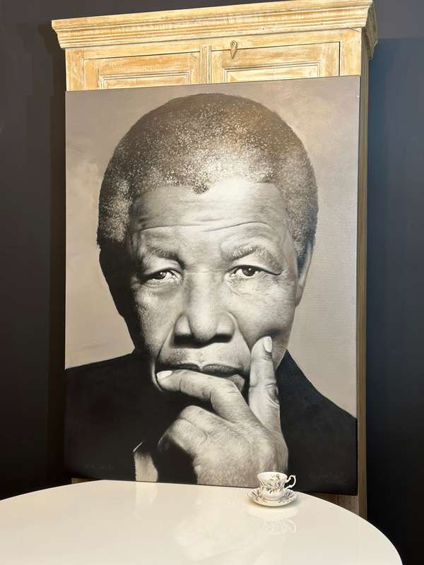 Original Wakaba Mutheki Authorised Mandela portrait -The Thinking Mandela