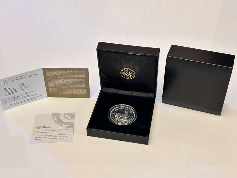 2018 1oz Fine-Silver Proof KRUGERRAND with Box & Certificate