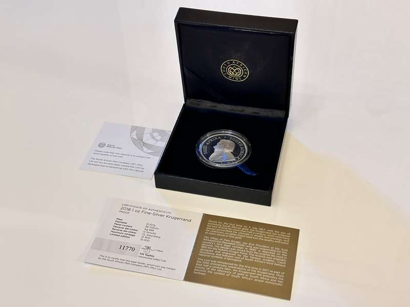 2018 1oz Fine-Silver Proof KRUGERRAND with Box & Certificate