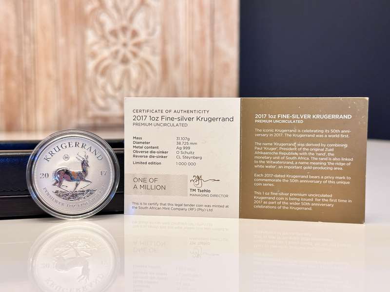 2x 2017 1oz Fine Silver KRUGERRAND in Capsule with Certificate - Bid per coin
