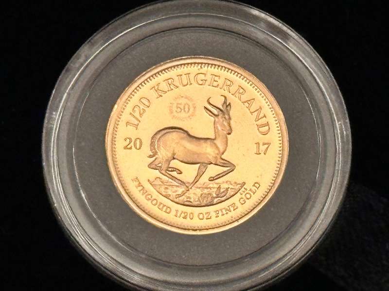 2017 1/20 oz Gold Krugerrand Proof No 1927 of 2000 - 50th Anniversary in SA Mint Box & Certificate