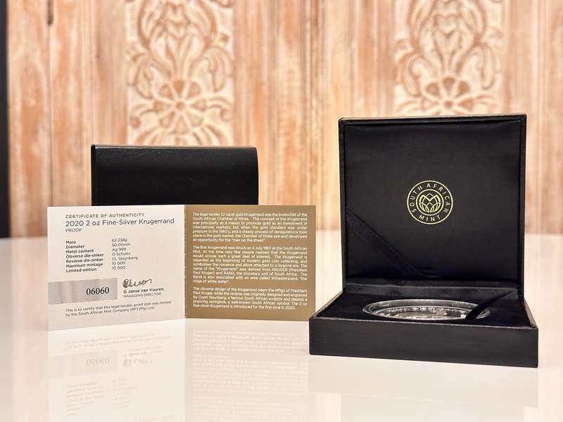 2oz Silver Proof Krugerrand 2020 - In Original SA Mint box with Certificate